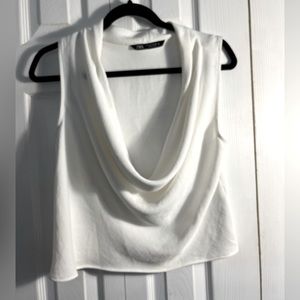 Off-white cowl neck top from Zara, size S